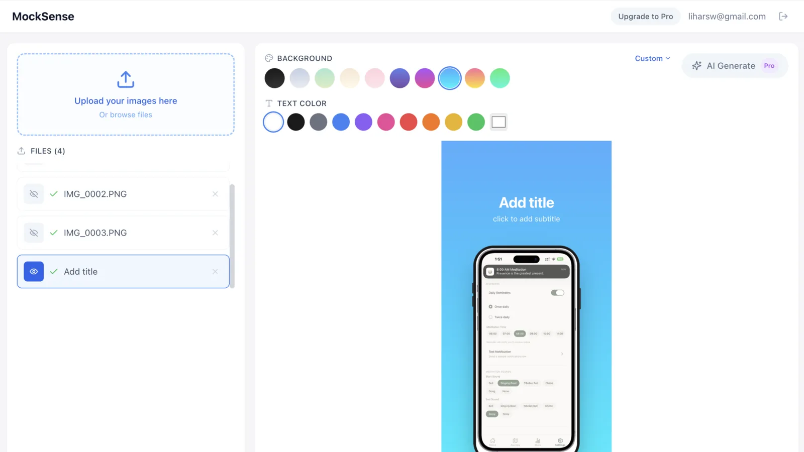 MockSense interface